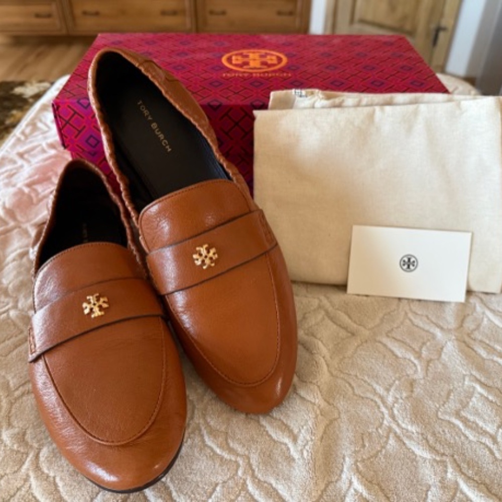 Tory Burch Leather Ballet Loafer, Bourbon, Barely Worn